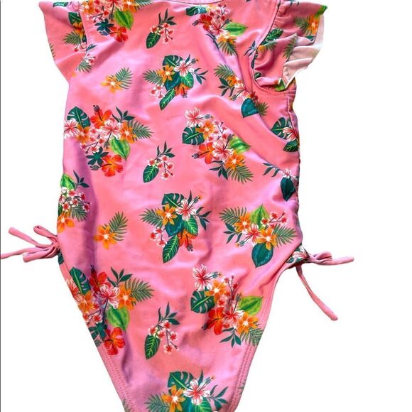 Cat & Jack One Piece Pink Floral Tie side Swim 3T - Picture 2 of 10